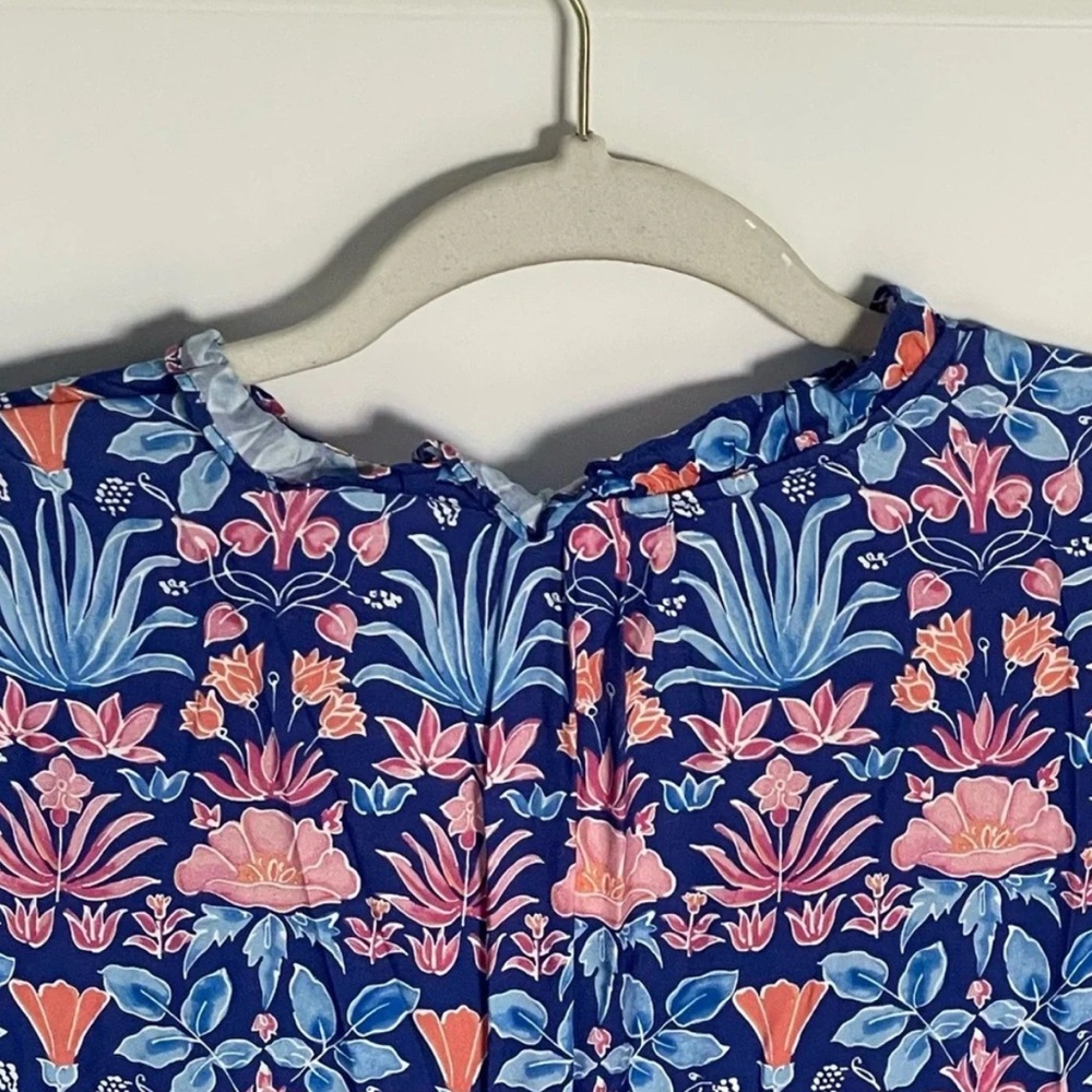 J. MCLAUGHLIN  Blue Multi Floral Chessie Silk Blend Tiered Midi Dress Size S - Picture 8 of 14
